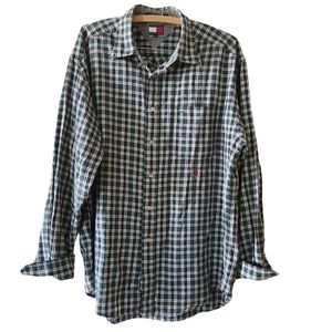 Tommy Hilfiger oversized plaid green button-down, sz Large